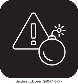 Threat Crisis management icon with black filled line style. risk, information, danger, attention, caution, secure, protect. Vector illustration