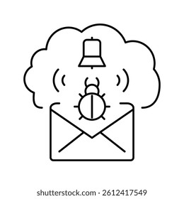 threat cyber security line icon vector. threat cyber security sign. isolated contour symbol black illustration