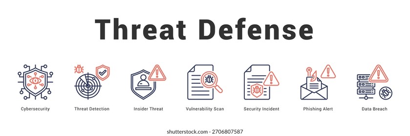 Threat Defense Modern and clean web banner illustration featuring thematic icons for visual communication