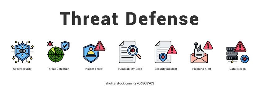 Threat Defense Modern and clean web banner illustration featuring thematic icons for visual communication
