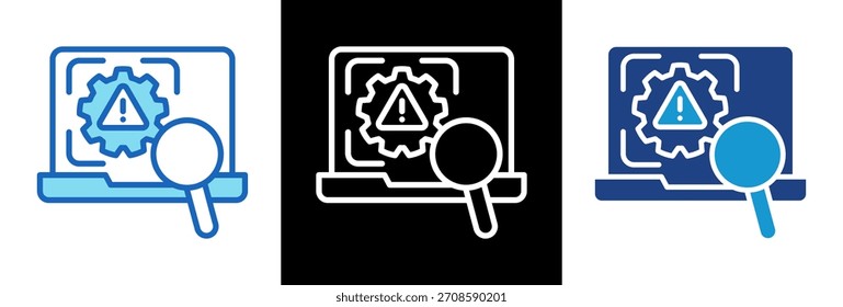 Ilustração de vetor de estilo triplo do ícone de detecção de ameaças