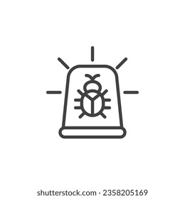 Icono de línea de detección de amenazas. signo de estilo lineal para concepto móvil y diseño web. Icono de vector de contorno de fallo de ciberataque. Símbolo, ilustración del logotipo. Gráficos vectoriales