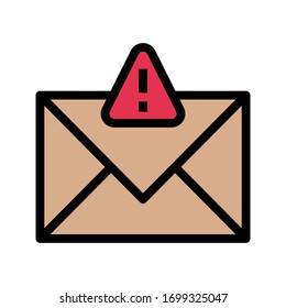 icono de color plano vectorial de correo electrónico amenazante 