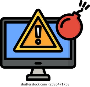Threat Icon Lineal Color Vector Illustration