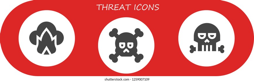  threat icon set. 3 filled threat icons. Simple modern icons about  - Dangerous, Skull
