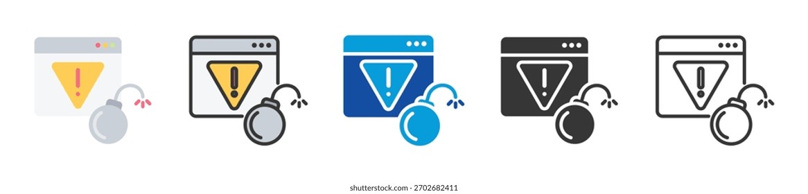 threat icon set multi style various collection
