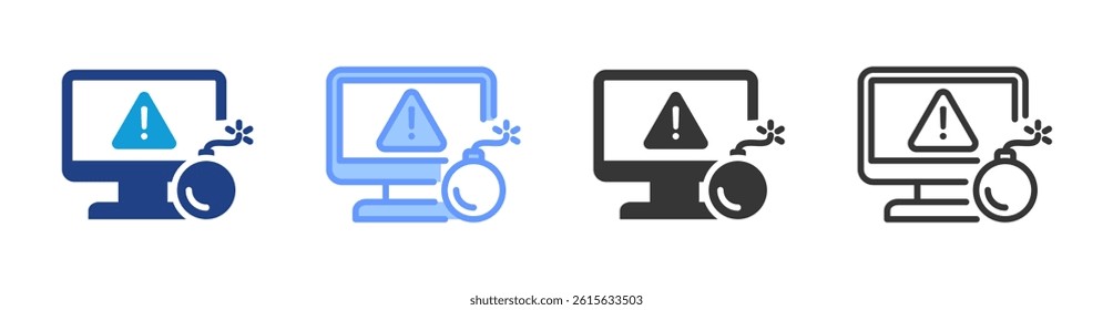 Threat icon set multiple style collection