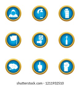 Threat icons set. Flat set of 9 threat vector icons for web isolated on white background