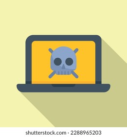 Threat laptop icon flat vector. Security alert. Notification alert
