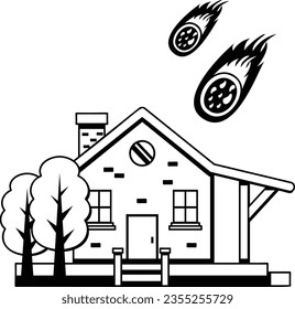 Threat of life Vector Icon Design, Natural disaster Symbol, Environmental Conservation Sign, Act of God Stock Illustration, Home with Unidentified flying object Concept,