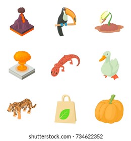 Threat to nature icons set. Cartoon set of 9 threat to nature vector icons for web isolated on white background