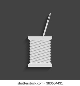threat spool and needle vector icon with shadow