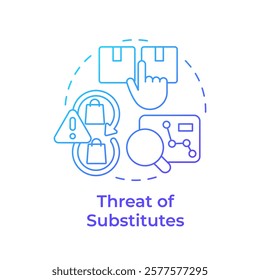 Threat of substitutes blue gradient concept icon. Customers switching to alternative products. Porter 5 forces. Round shape line illustration. Abstract idea. Graphic design. Easy to use in brochure