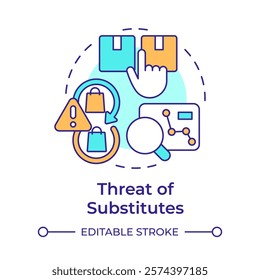 Threat of substitutes multi color concept icon. Customers switching to alternative products. Porter 5 forces. Round shape line illustration. Abstract idea. Graphic design. Easy to use in brochure