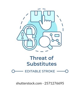 Threat of substitutes soft blue concept icon. Customers switching to alternative products. Porter 5 forces. Round shape line illustration. Abstract idea. Graphic design. Easy to use in brochure