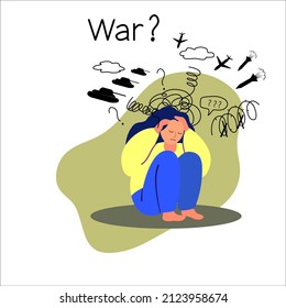 The threat of war in Ukraine. Psychological stress from the information war, Depression and harm to mental health. War fear concept
