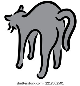 A threatening cat. Hand-drawn isometric diagram.