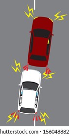 Threatening driving with sudden braking.Vector material.