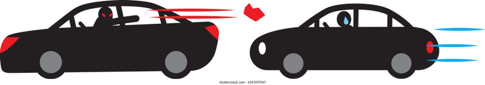 Threatening driving throwing things.Vector material.