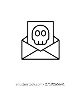 Threatening Mail With Skull Icon In Envelope Outline Design