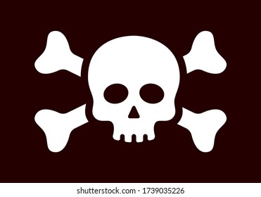 Threatening skull and crossbones sign vector icon flat isolated