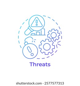 Threats blue gradient concept icon. Potential commercial company damage. SWOT analysis in business planning. Round shape line illustration. Abstract idea. Graphic design. Easy to use in brochure