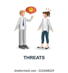 Threats icon. 3d illustration from harassment collection. Creative Threats 3d icon for web design, templates, infographics and more