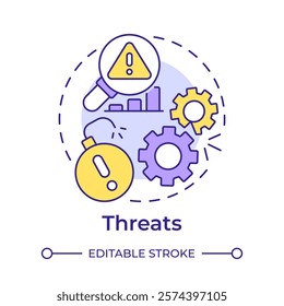 Threats multi color concept icon. Potential commercial company damage. SWOT analysis in business planning. Round shape line illustration. Abstract idea. Graphic design. Easy to use in brochure