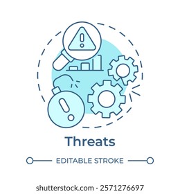 Threats soft blue concept icon. Potential commercial company damage. SWOT analysis in business planning. Round shape line illustration. Abstract idea. Graphic design. Easy to use in brochure