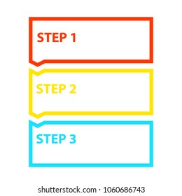 Three 3 easy steps process template. Vector image isolated on white background