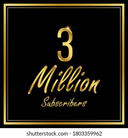 Three or 3 Million followers or subscribers achievement symbol design, vector illustration.