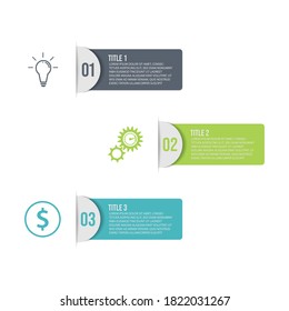 Tres 3 pasos de infografía empresarial. Infografías empresariales 3 pasos de imagen vectorial creativa moderna