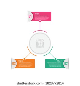 Three 3 steps of business infographic. Business infographics 3 steps modern creative vector image