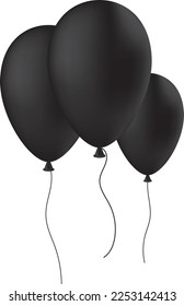 Tres globos de aire 3d negro premium festivo felicitaciones decoración elemento vector realista