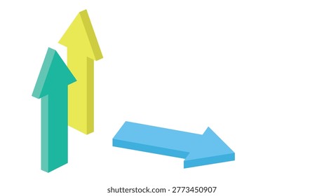 Three 3D arrows in different colors point in various directions, representing diversity and multiple options.