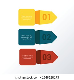 Three 3D arrows right infographic template design. Business concept infograph with 3 options, steps or processes. Vector visualization can be used for workflow layout, diagram, annual report, web