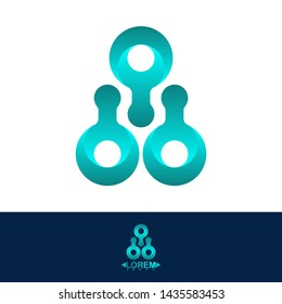 Three 3d circle link concept logo vector design