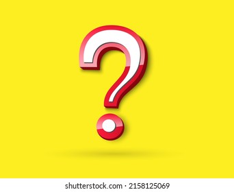Three 3D question marks, query symbols, design element.
