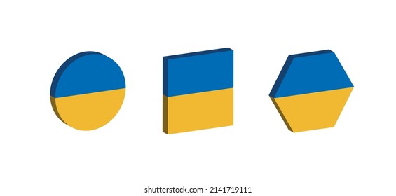 Three 3d sign vector in national Ukrainian flag
