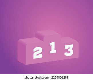 three 3D square podiums in magenta color