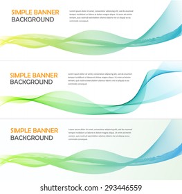 Three absrtact banners with gradiented webs. Vector. Line wave background