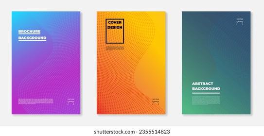 Three abstract backgrounds with dotted lines, shadows and place for your text. Vector illustration.