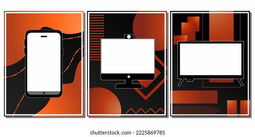 three abstract backgrounds equipped with a copy space area in the form of a gadget.set template.