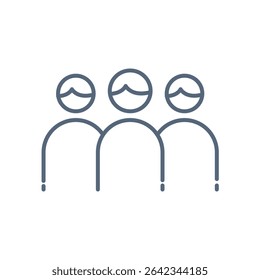 Three abstract being icons connected in partnership, representing collaboration and teamwork in business relationships with clean design suitable for corporate branding and digital projects.