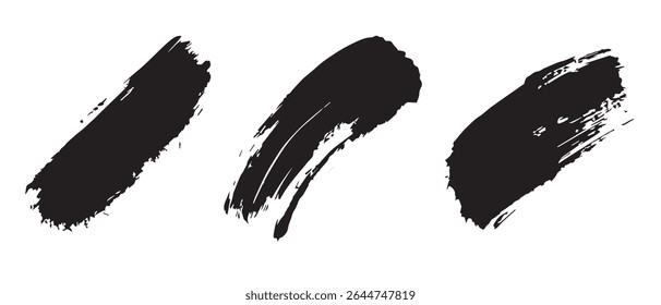 Three Abstract Black Brush Strokes HighResolution Texture Image.