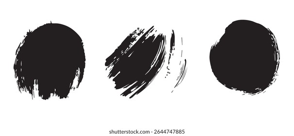 Three Abstract Black Ink Blobs Perfect for Design Projects.