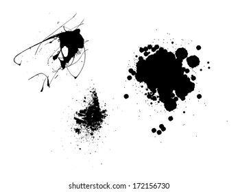 Three Abstract Blots and Stains in black.