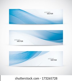 Three abstract blue business wave banner header backgrounds vector eps10