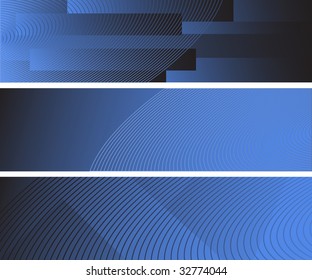 three abstract blue web banners