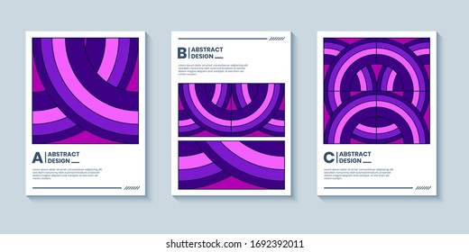 three abstract bold pop art style covers backgrounds with geometric shape composition. Trendy geometry backgrounds, applicable for Cover, Poster, Card Design